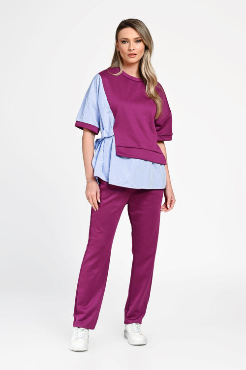 Trening damă casual cu inserții tip cămașă Larisa Natalee Fashion