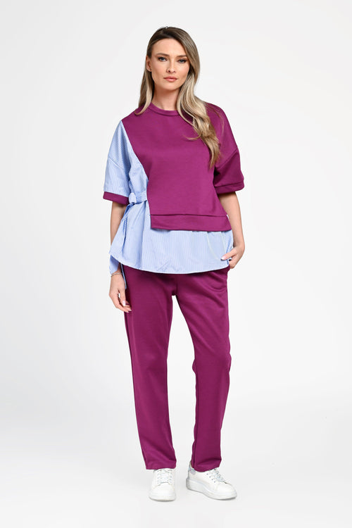 Trening damă casual cu inserții tip cămașă Larisa Natalee Fashion