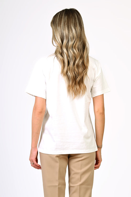 Tricou alb din bumbac cu imprimeu artistic – model Mira Natalee