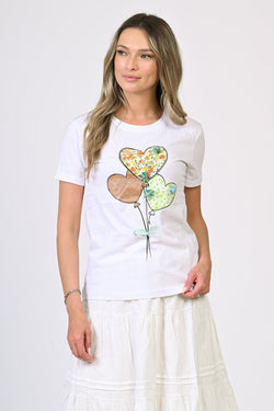 Tricou din bumbac cu imprimeu baloane inimă – model Sofia Natalee