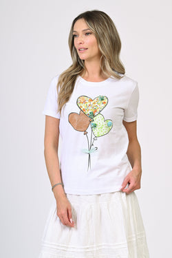 Tricou din bumbac cu imprimeu baloane inimă – model Sofia Natalee
