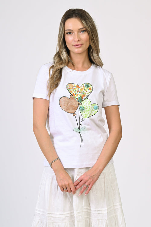 Tricou din bumbac cu imprimeu baloane inimă – model Sofia Natalee