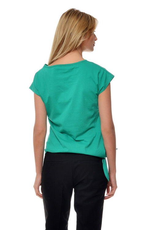 Natalee Fashion Bluză Tricou verde margarete