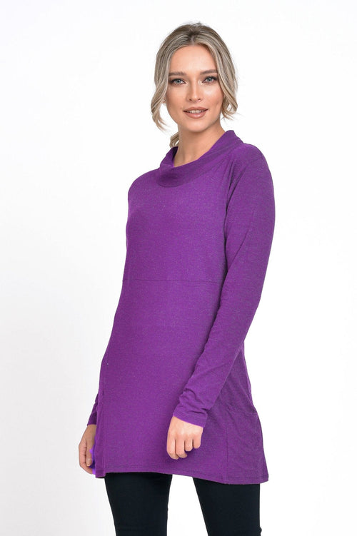 Natalee Fashion Bluză Tunica cu guler larg purple Gilda