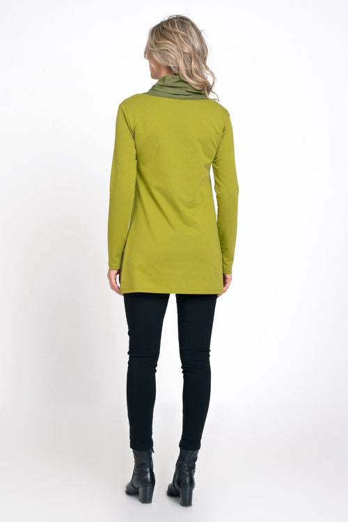 Natalee Fashion Bluză Tunica cu guler larg verde deschis Gizela